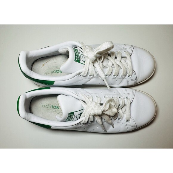 Adidas Stan Smith White Green Leather Low Top Sneakers Shoes Women's 8.5 - Picture 5 of 16